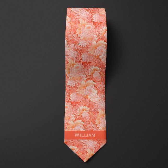 Gravata Floral Coral Abstrato  (Criador carregado)