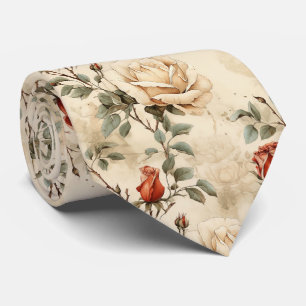 Gravata Floral de bege de Rosa de pintura elegante