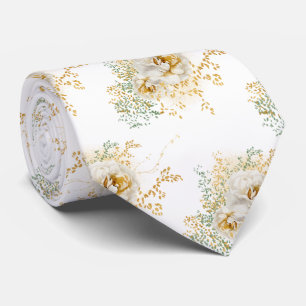 Gravata Floral Dourado Aquarela