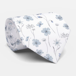 Gravata Floral elegante de flor silvestre azul poeirento