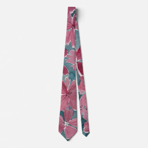 Gravata Floral em Aquarela Burgundy e Ardósia