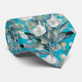 Gravata Floral Formal Clássica com Folhagem de Euc