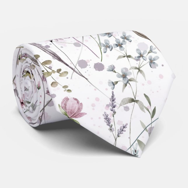 Gravata floral lavanda pastel (Rolled)