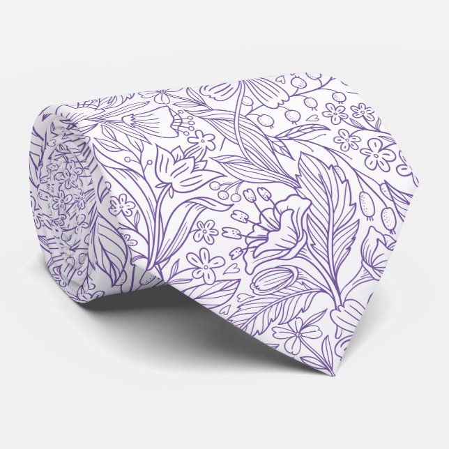 Gravata Floral Lavanda Roxa (Rolled)
