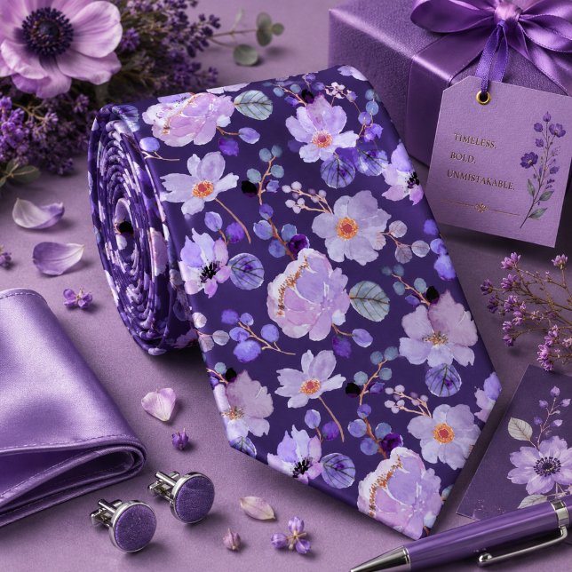 Gravata Floral Lavanda Roxa (Criador carregado)