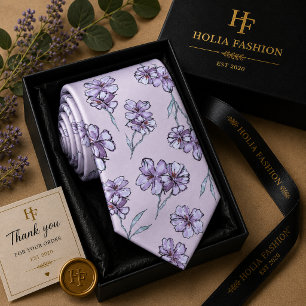 Gravata Floral Lavanda Roxa