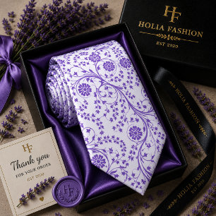 Gravata Floral Lavanda Roxa