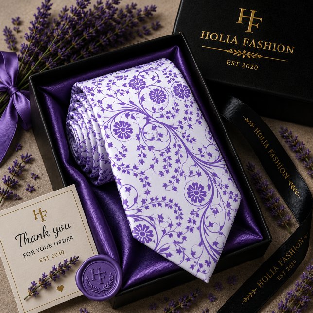 Gravata Floral Lavanda Roxa (Criador carregado)