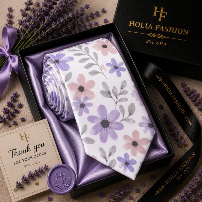 Gravata Floral Lavanda Roxa (Criador carregado)