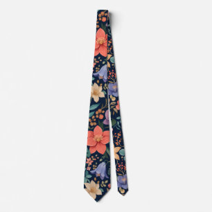 Gravata Floral Meia-Noite de Luxo