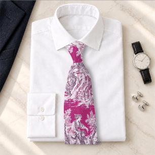 Gravata Floral rosa magenta vintage toile de jouy