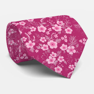 Gravata Floral rosa pequeno fofo com fundo magenta