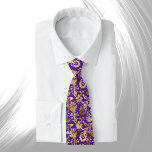 Gravata Floral Roxo Elegante Dourado<br><div class="desc">Design Floral Dourado Elegante em Roxo</div>