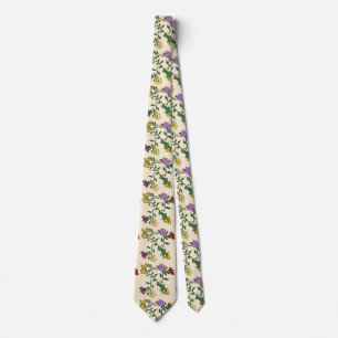 Gravata Floral Vintage   Padrão Botânico Elegante