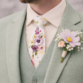Gravata Floral Wedding Tie – Watercolor Spring Necktie