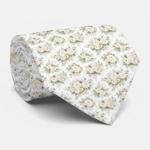 Gravata Flores Aquarela Creme Branco para Noivos