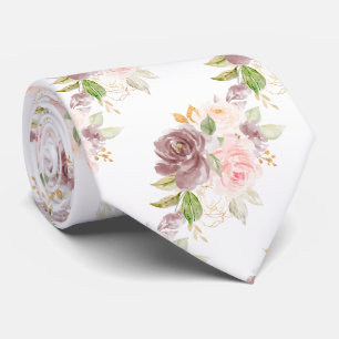 Gravata Flores Aquarela Rosa Empoeirado Rosas Rosa Bege
