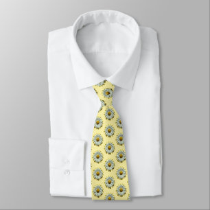 Gravata Flores Brancas de Moda Manteiga Amarelo de Moda
