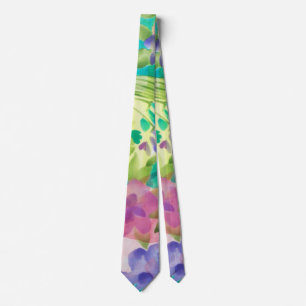 Gravata Flores brancas design de pintura manual por aquare