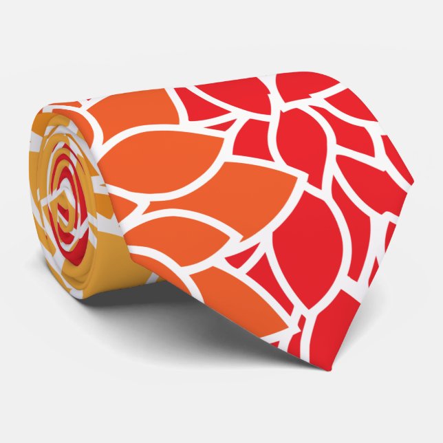 Gravata Flores Dahlia, Padrão De Flores, Laranja Dahlia (Rolled)