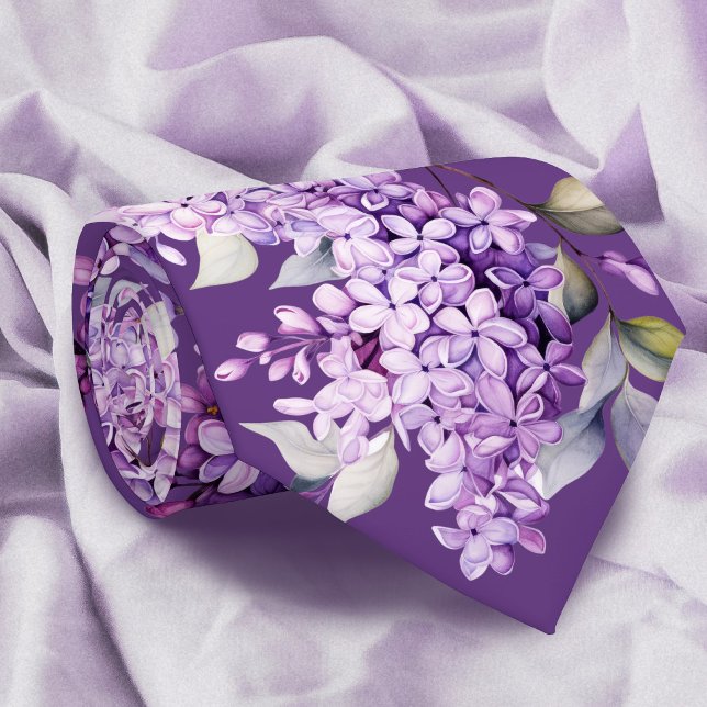 Gravata Flores de lilás sobre roxo (Criador carregado)