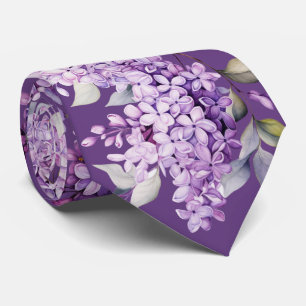 Gravata Flores de lilás sobre roxo
