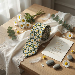 Gravata Flores de Margarida Branca para Casamento