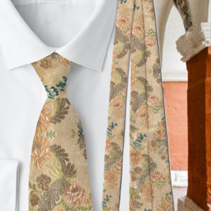 Gravata Flores de Pêssego Moles Folhas de Olivais