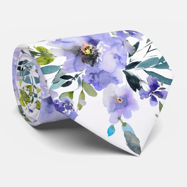 Gravata Flores de primavera H2 PixDezines Lavanda Rosas ro (Rolled)