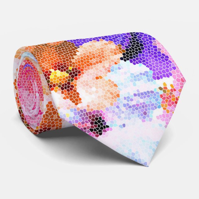 Gravata Flores De Vidro Hibiscus Manchas, (Rolled)