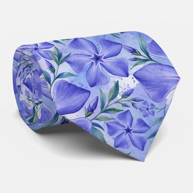 Gravata Flores de Vinca Azul Violeta Vinca Blossoms (Rolled)
