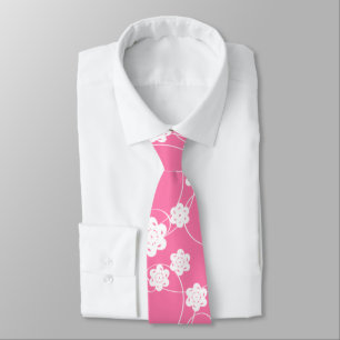Gravata Flores de White Paper a Rosa