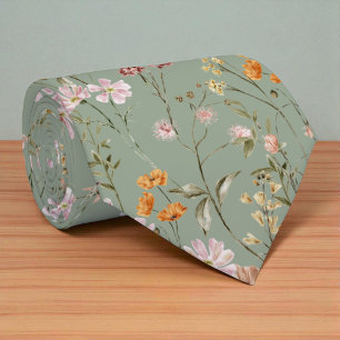 Gravata Flores do Jardim de Flores Selvagem Verde Primaver