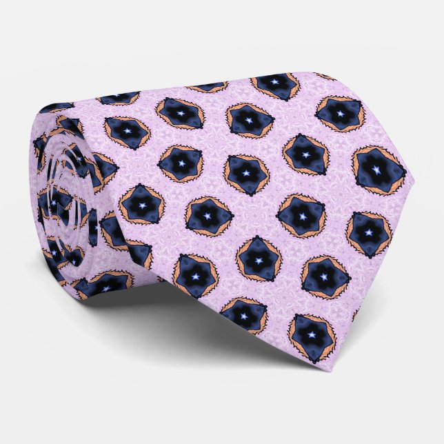 Gravata Flores Estrela Azul em Lilás (Rolled)