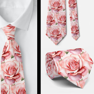 Gravata Flores Florais De Rosas Rosa
