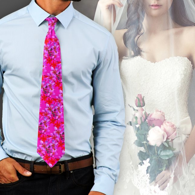 Gravata Flores Havaianas Neon Plumeria Frangipani Negrito (Criador carregado)