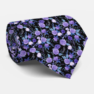 Gravata Flores lilás de cor aquosa violeta