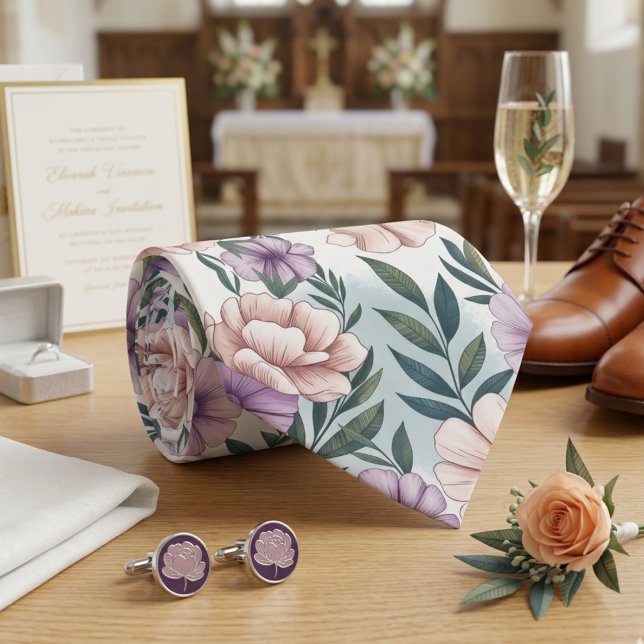 Gravata Flores Pastéis Elegantes (Criador carregado)