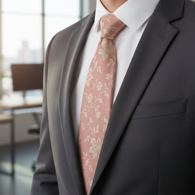 Gravata Flores Rosa Poeirento Vintage Elegantes Românticas (Criador carregado)