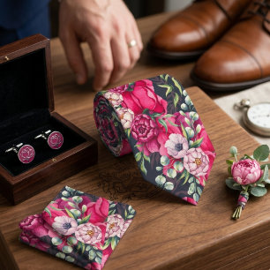 Gravata Flores Rosa Vermelhas