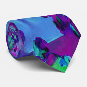 Gravata Flores-Sedum Sucultas em Teal, Magenta e Azul