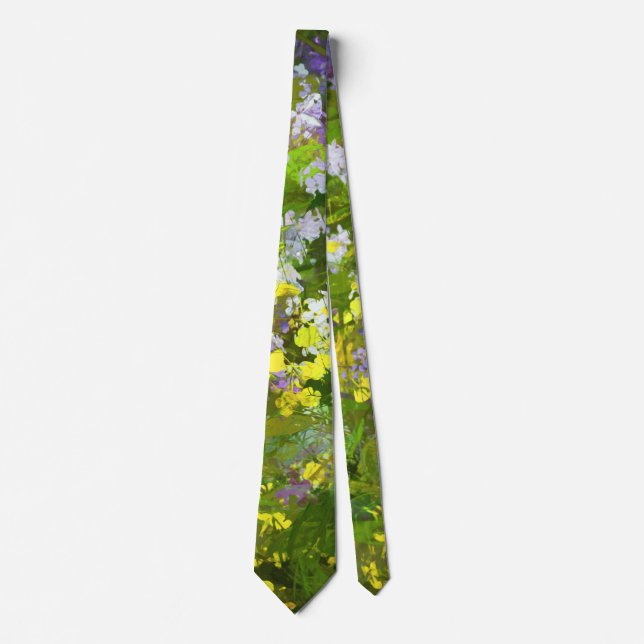 Gravata Flores Selvagens Impasto - Arte Flor Original (Frente)