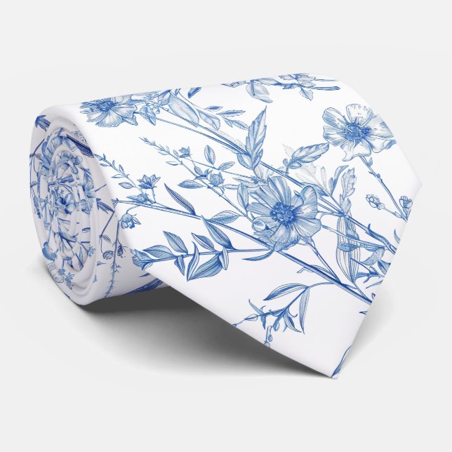 Gravata flores silvestres azuis (Rolled)