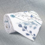 Gravata flores silvestres azuis<br><div class="desc">gravatas de folhagem com aquarelas</div>