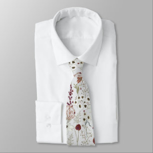 Gravata Flores Silvestres Boho Modernas em Borgonha