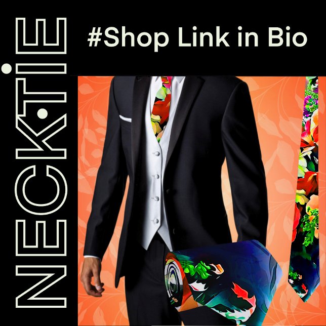 Gravata Flores Tropicais Coloridas Artísticas Florais (Make an impression With this stylish men's fashion abstract floral necktie at your office or wedding)