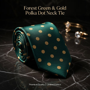 Gravata Floresta Verde & Bolinhas Douradas