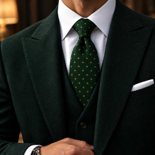 Gravata Floresta Verde Dourado Clássico Bolinhas