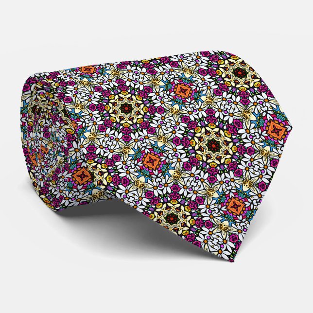 Gravata Flower Power V Neck Tie (Rolled)