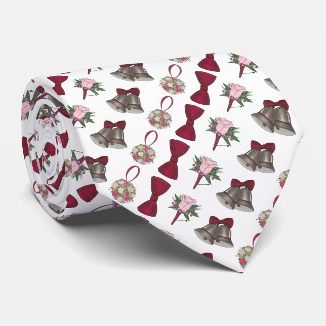 Gravata Flowers de Bells Boutonniere Arco Groom Tie (Rolled)